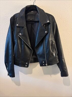 Blank NYC Black Faux Leather Moto Jacket with Silver Hardware